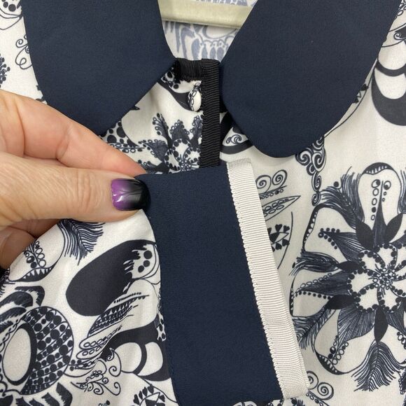 Modcloth Black Floral Chiffon Button up Top Size 1X  Long Sleeves - Picture 4 of 10